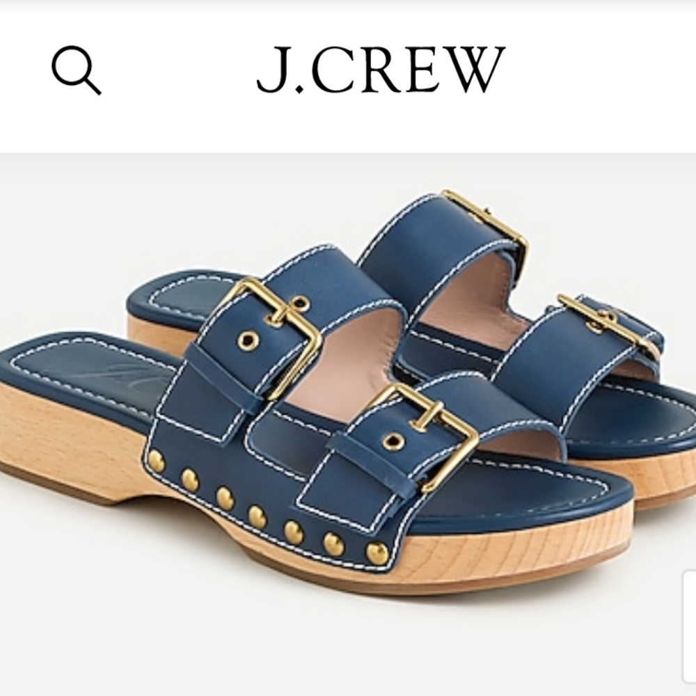J. Crew union blue leather double-buckle strap sandals